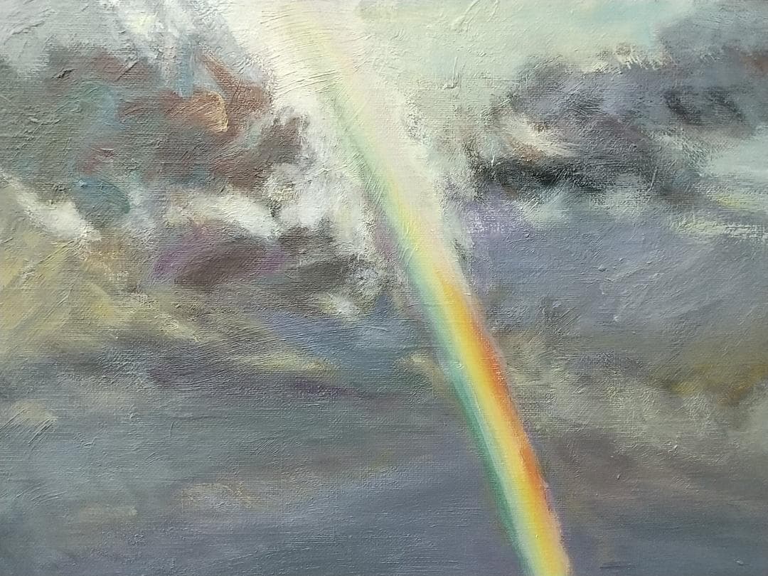 「虹立つ」能登木ノ浦海岸 F6 絵画 油絵