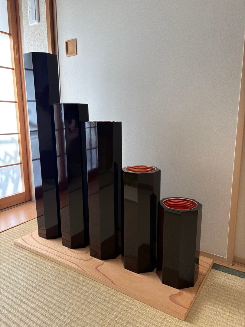 81-a 美品！　八角五管筒　5本セット　未生流　花入れ　華道具　生け花　寸胴