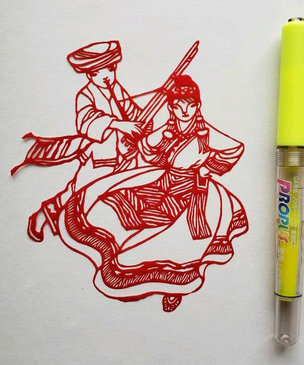 【新品、貴重】中国、切り絵、40年前程度の作品