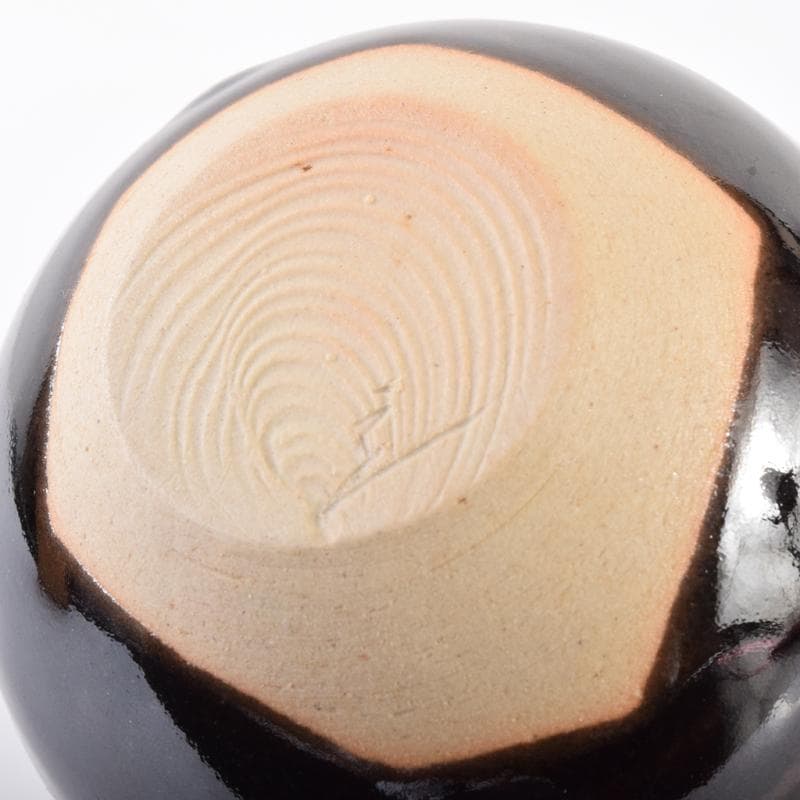 茶道具　京焼　清水焼　桶谷定一作　文琳茶入　仕覆付　共箱　V　6993