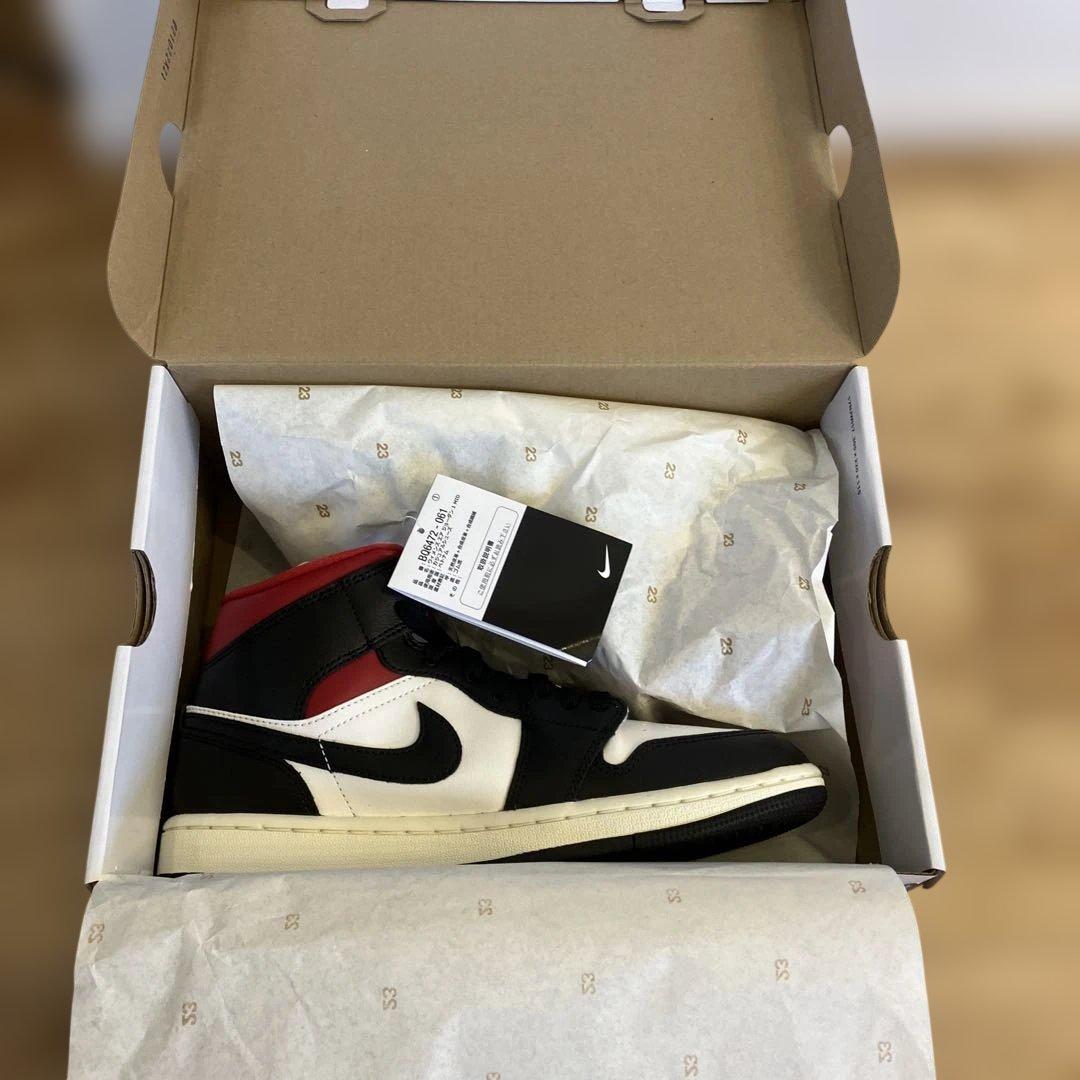 【新品】WMNS Air Jordan 1 Mid Black GYM RED