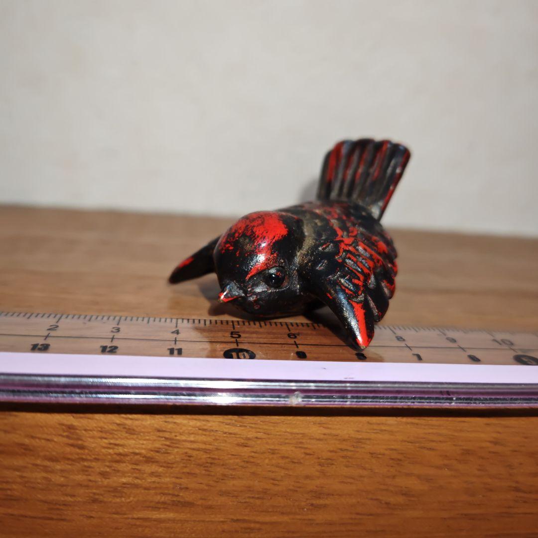時代提物 極上木彫根付【福来雀】両羽根間約5.1cm 嘴尾間約6cm 重さ約8ｇ