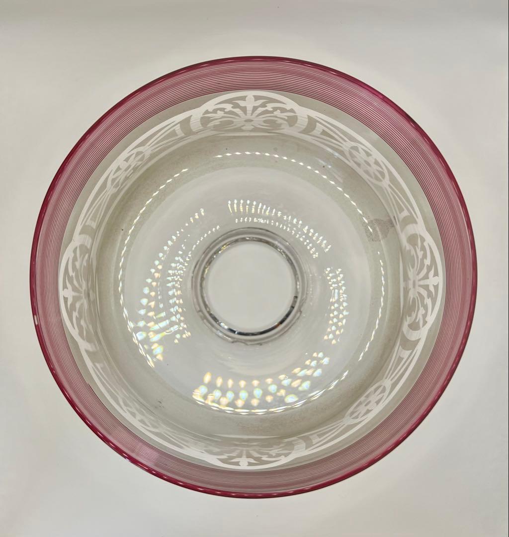 赤糸巻き電笠　スリガラス透かし模様　大正ロマン　洋館　ウランガラス　アンティーク