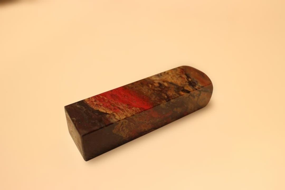 石製長方形オブジェ 鶏血石　方印材 　印章