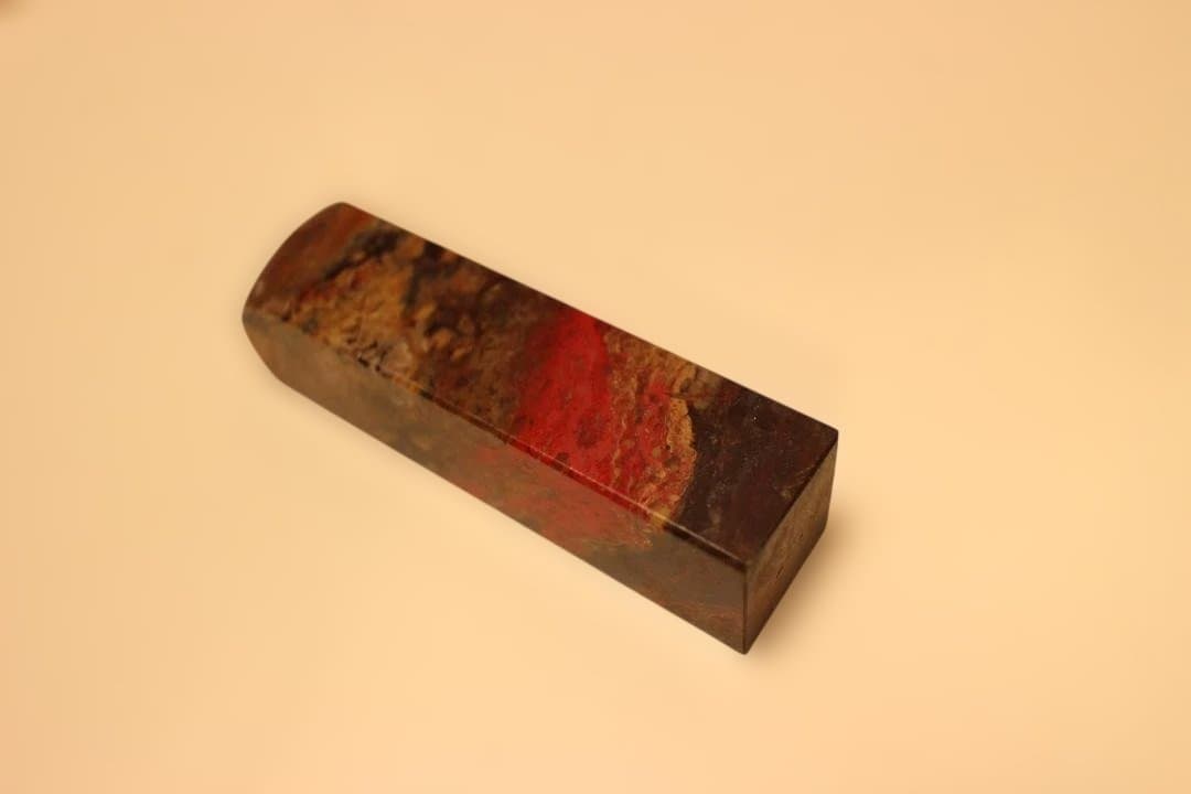 石製長方形オブジェ 鶏血石　方印材 　印章