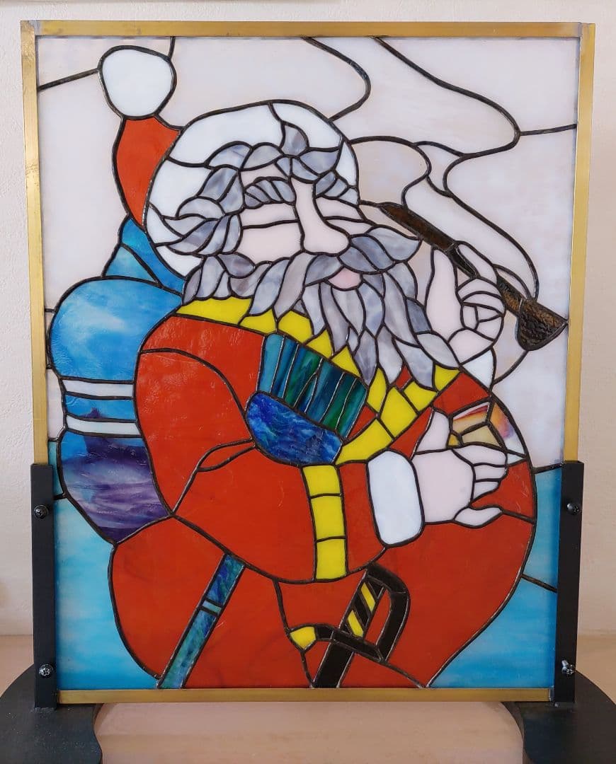 ステンドグラスパネル煙サンタ22-2