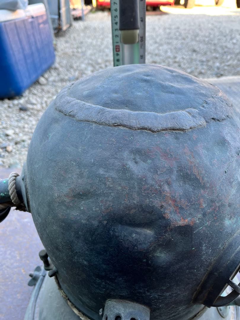 【希少】東亜潜水機株式会社　ヘルメット式潜水　アンティークの潜水ヘルメット真鍮②