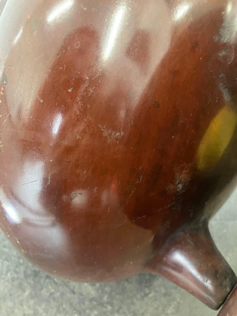 値下げ！喜龍堂造？㐂龍堂？紫銅　宣徳瓶掛　火鉢　金紫銅　唐金　茶道具