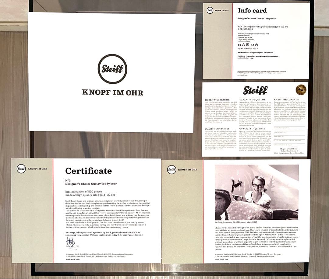 新品未使用　Steiff シュタイフ　希少デザインベア