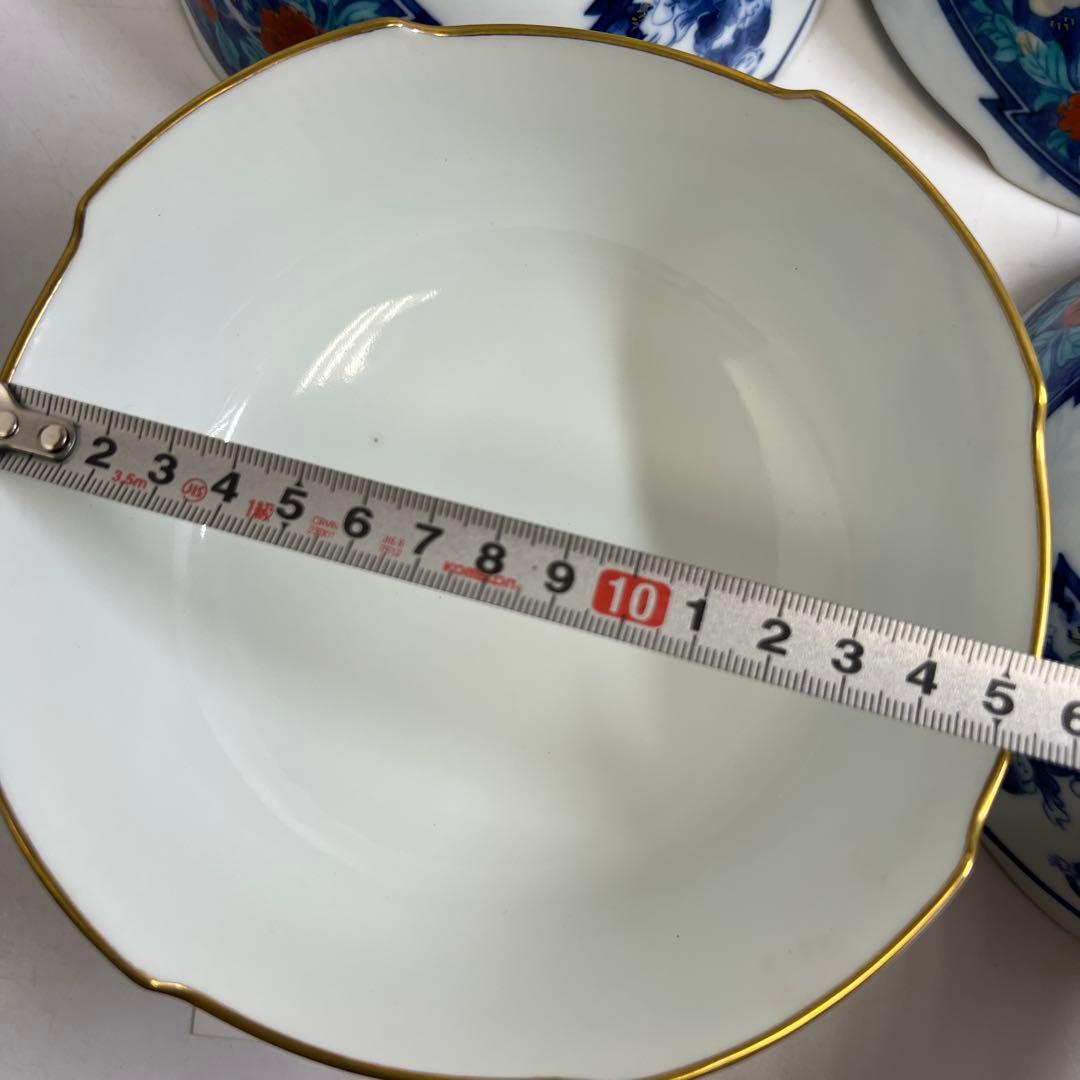 肥前有田焼　幸右衛門　染錦牡丹唐子文向付食器一式　共箱　東Y8-0128①