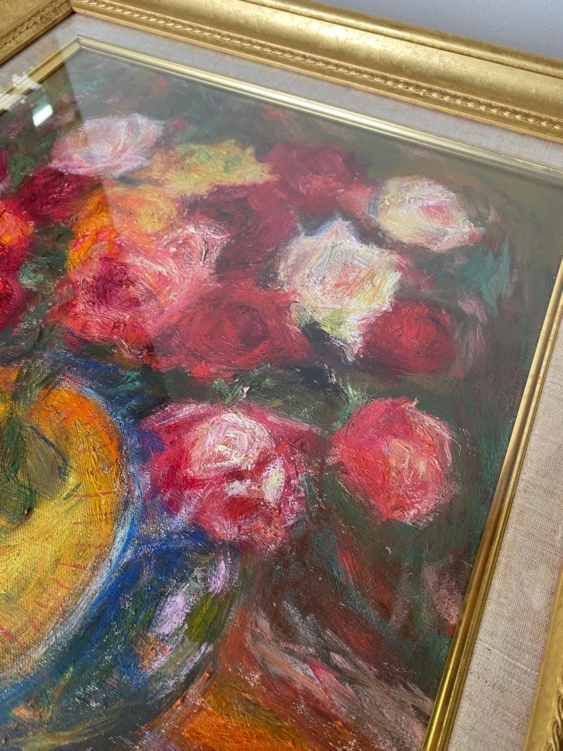 濱本久雄　油絵　油彩画　額縁　金色フレーム