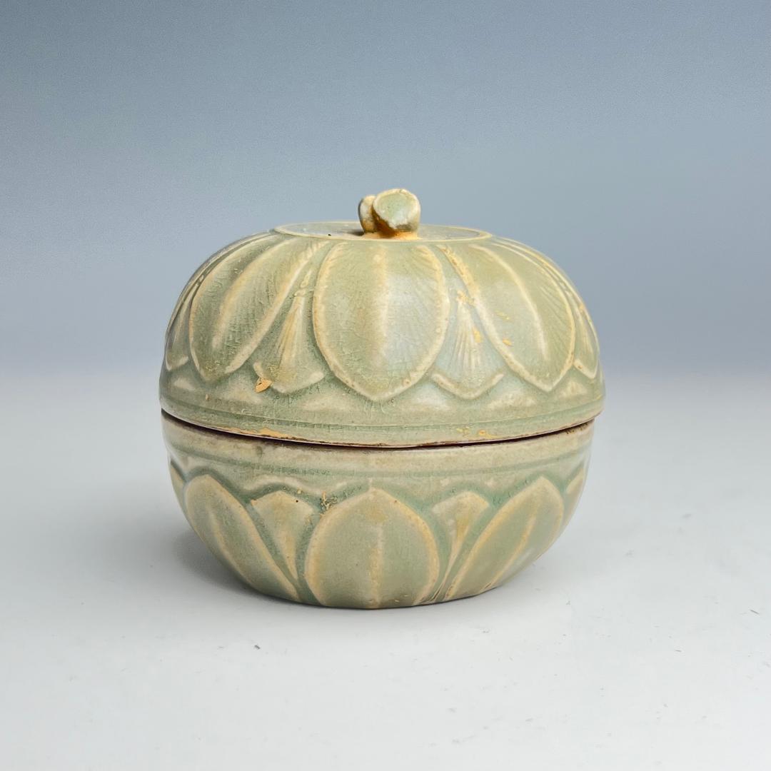 耀州窯 陰刻青磁蓋腕 合子 北宋時代 古玩 中国美術 唐物 擺件 311b