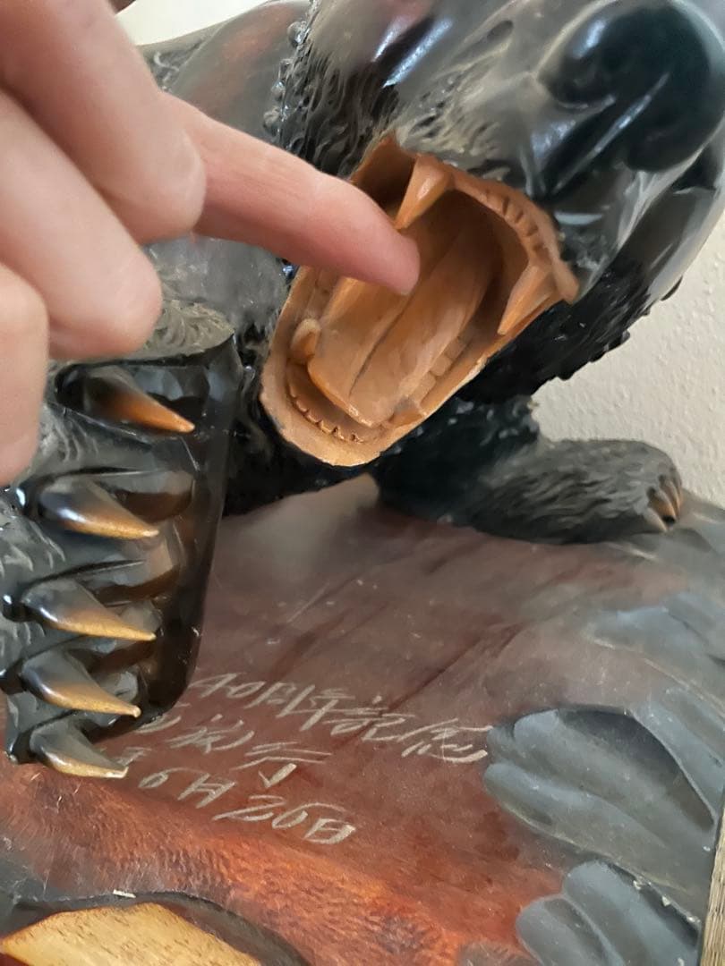 木製クマ彫刻 置物 特大