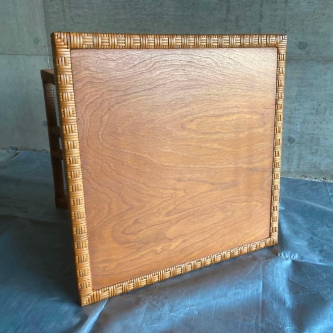 籐 ラタン 木製 コーヒーテーブル カフェ 机 スクエア レトロ ビンテージ