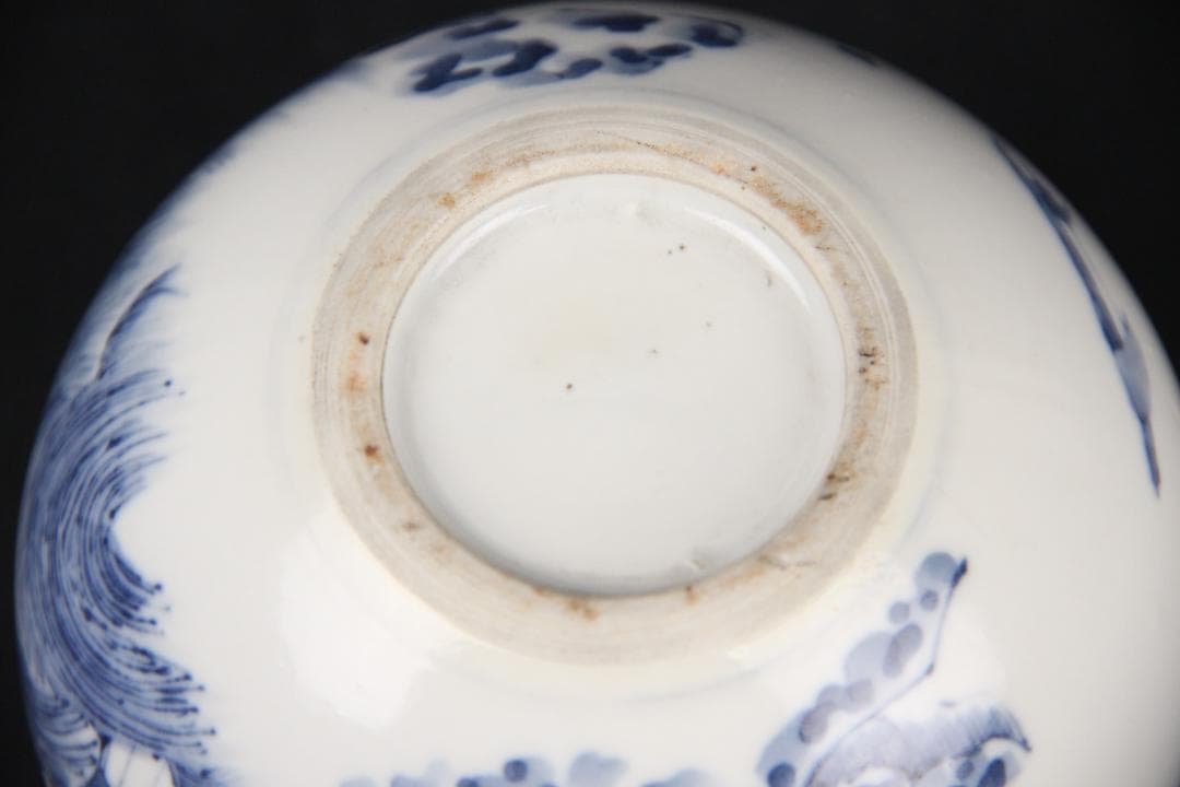 中国美術 南京染付　山水模様　建水　箱付 EA21-21