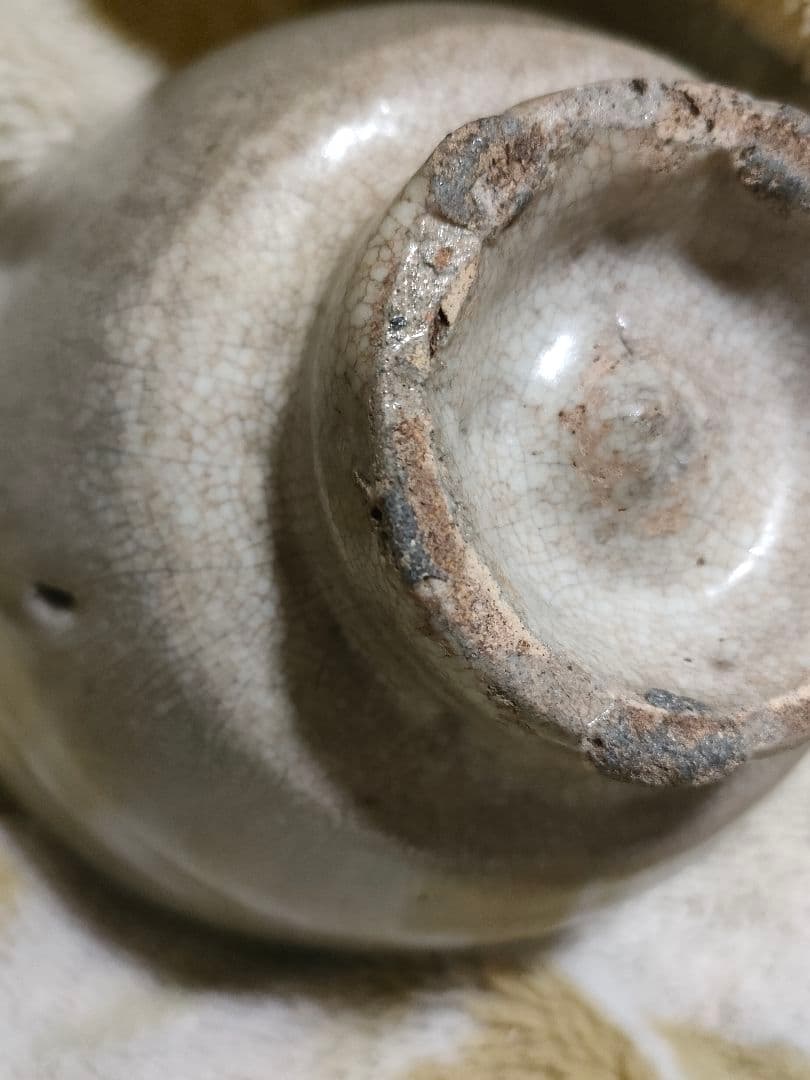 李朝白磁茶碗　堅手茶碗　茶道具　時代物