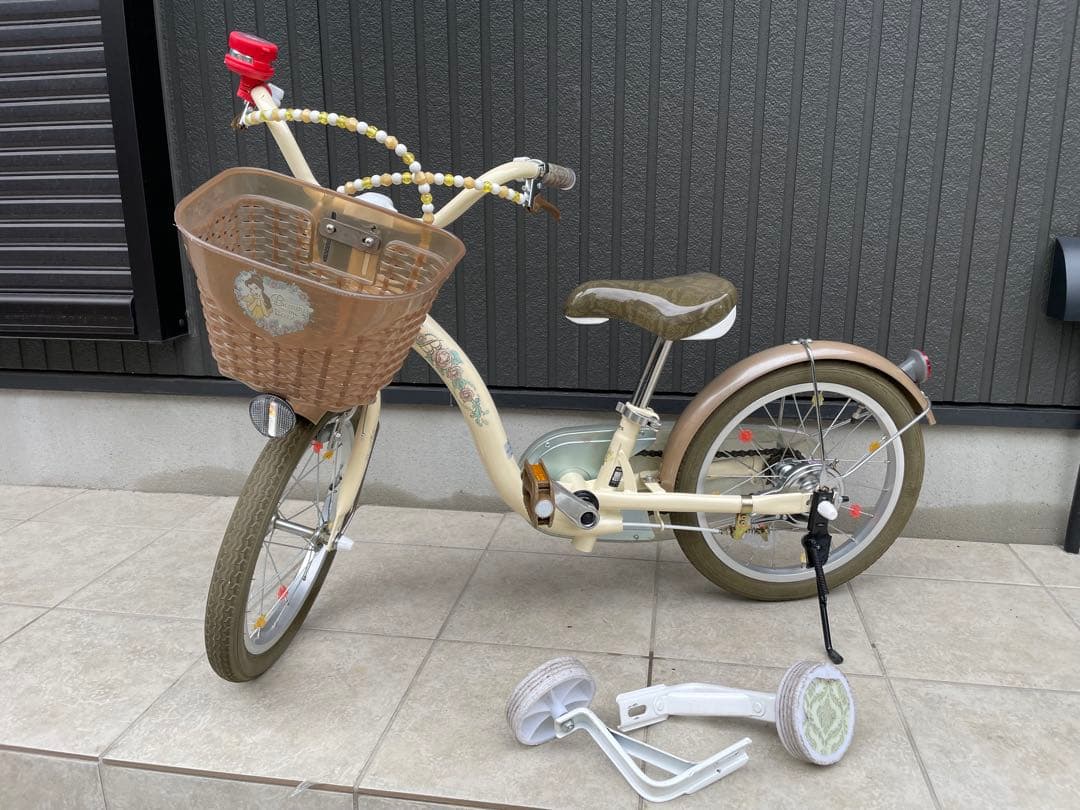 トイザらス 子供用自転車 旧型 ディズニー 美女と野獣 ベルS 補助輪付き自転車