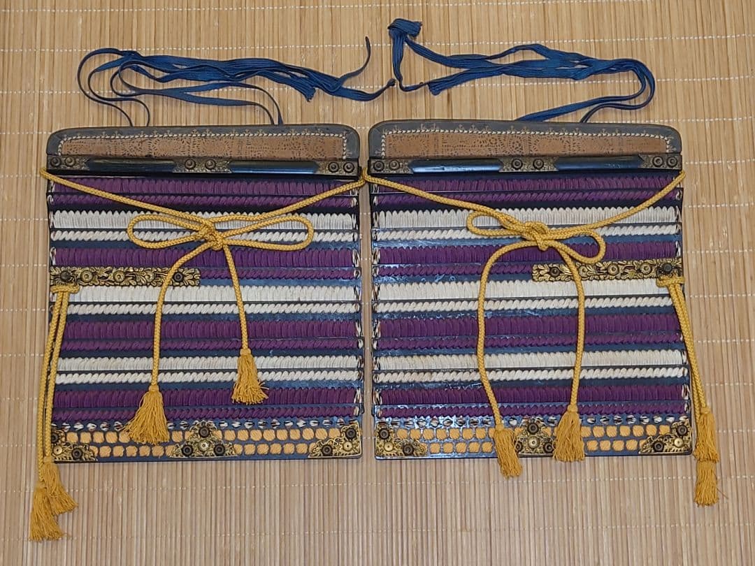 ★送料無料☆紫白糸威大袖黒二枚胴具足☆等身大鎧一領☆甲冑★