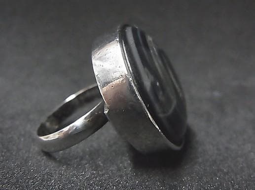 ★E1601★12号銀指輪　シルバーリング　(A36)　瑪瑙　眼文　ルクミック