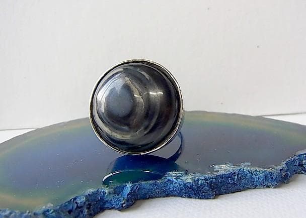 ★E1601★12号銀指輪　シルバーリング　(A36)　瑪瑙　眼文　ルクミック