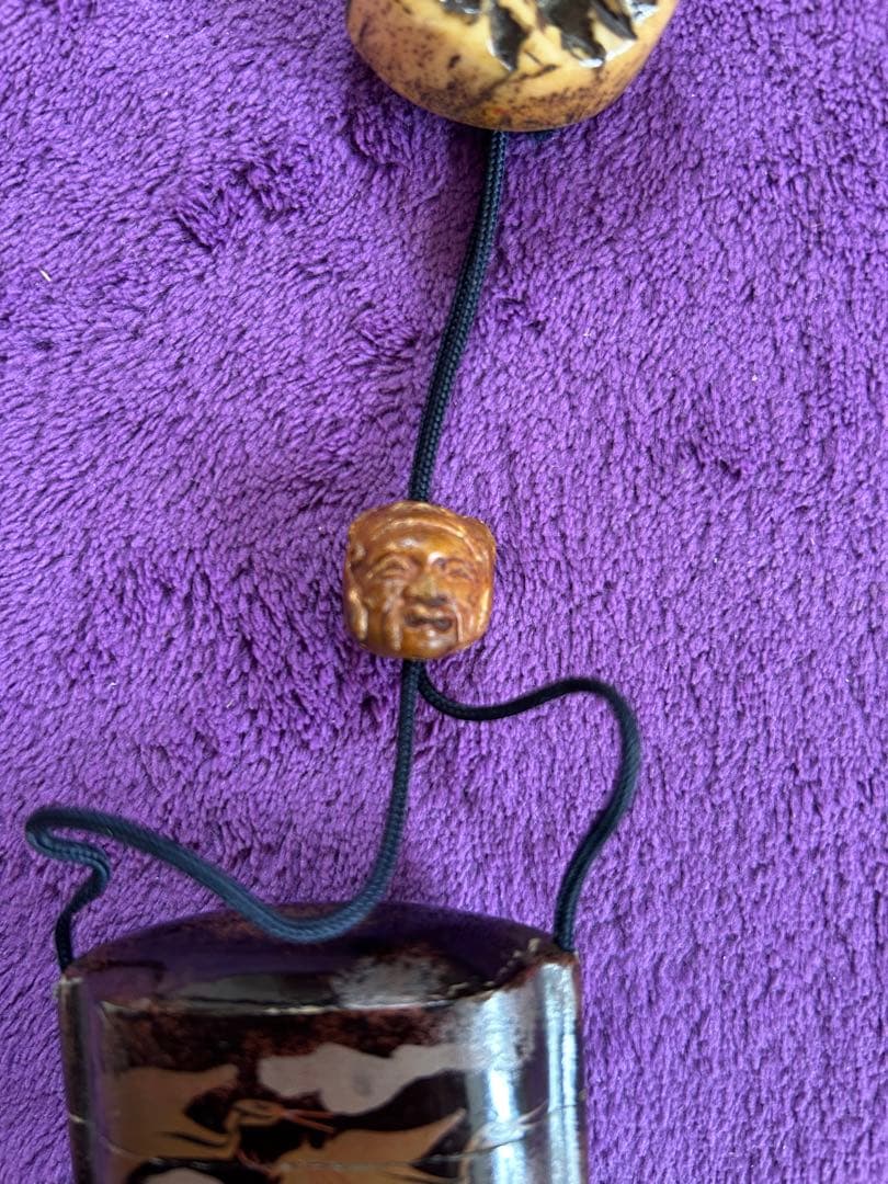 鳥の絵図 印籠 根付 銘有 インテリア 薬入れ 小物入れ アンティーク