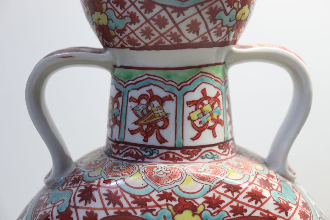 時代　九谷焼瓢箪扁瓶　万暦九谷　送料込み0503