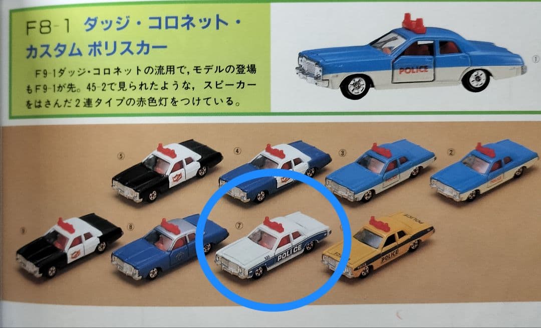 《青箱トミカF8-1-7》ダッジコロネットカスタム【アメリカンポリスカーフェアB