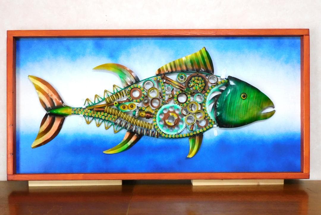 金属工芸 魚のアート作品 大