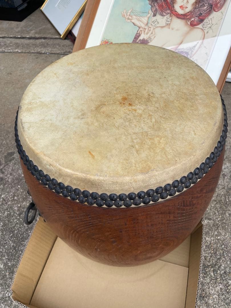 堀田新五郎　ケヤキくり抜き和太鼓 鳳凰印諸太鼓　打面36cm