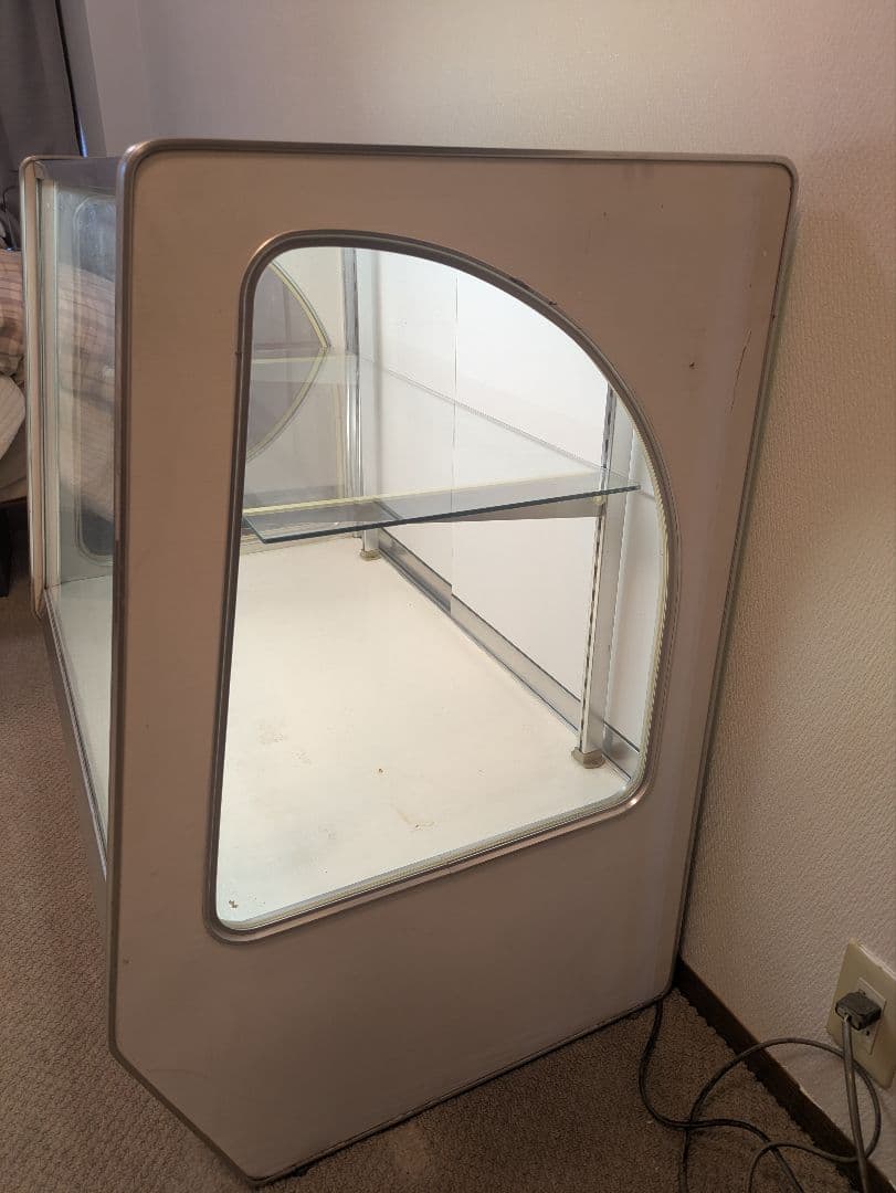 ヴィンテージ ガラスショーケース 陳列棚 照明付き中型 レトロ