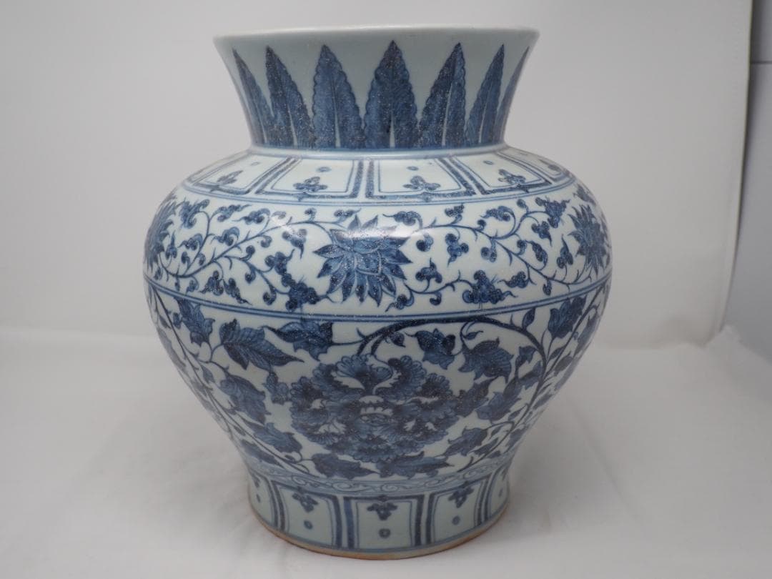 染付　花瓶　花柄　カケ　中国　-SO