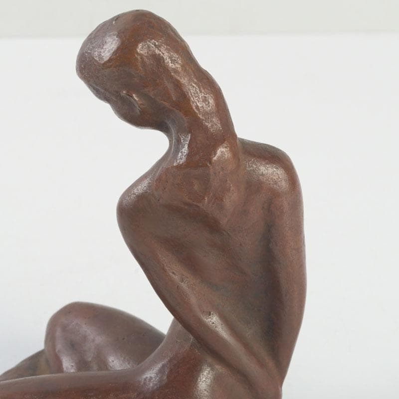 彫刻家　市之瀬廣太作　ブロンズ像　「波」　裸婦像　女性像　共箱　V　9625