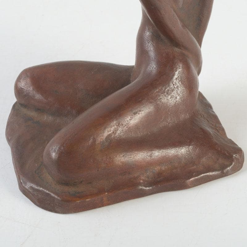 彫刻家　市之瀬廣太作　ブロンズ像　「波」　裸婦像　女性像　共箱　V　9625