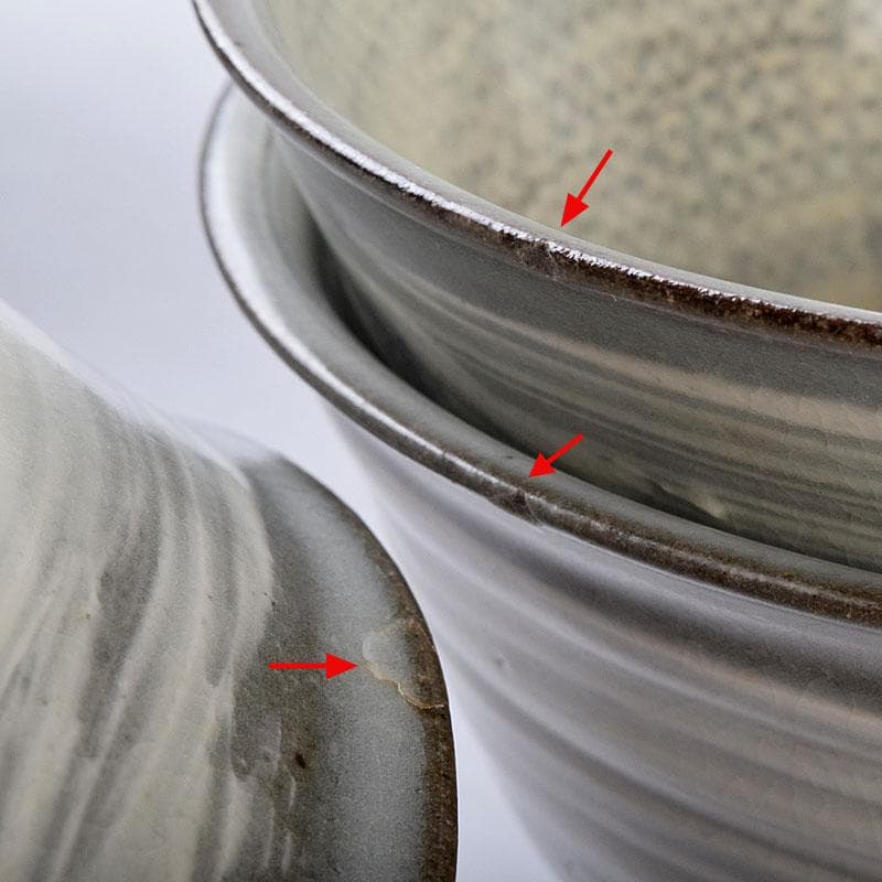 リンゴスパンキー 　京焼　玉欽作　三島手　数茶碗　十客　共箱　8535D