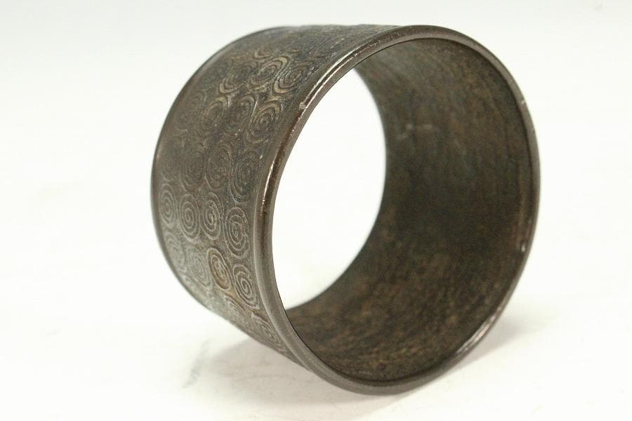 茶道具 古銅 渦模様 蓋置 時代箱 希少(K-XA864)