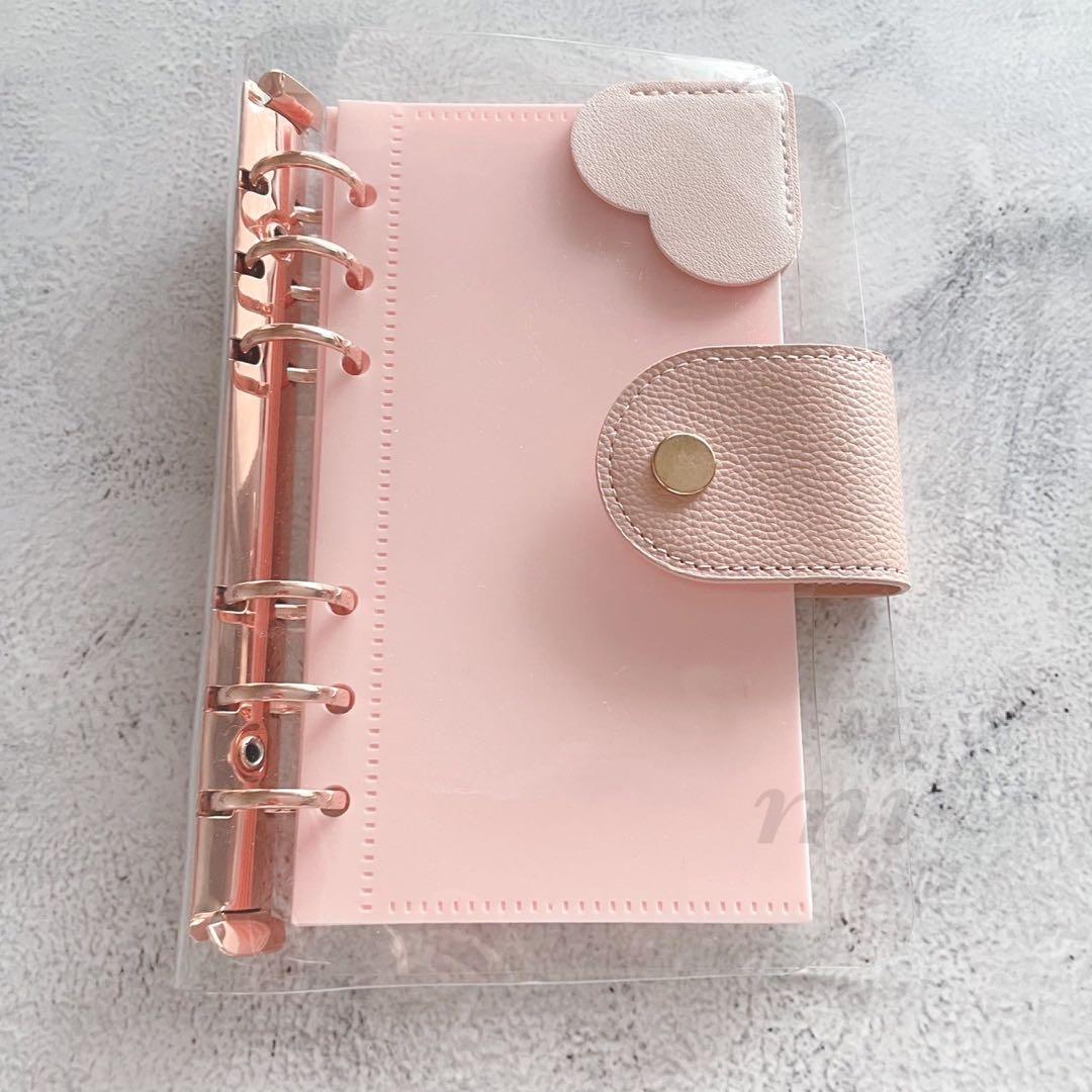 A6バインダー 手帳 saving バインダー貯金 クリア リフィル 家計ピンク