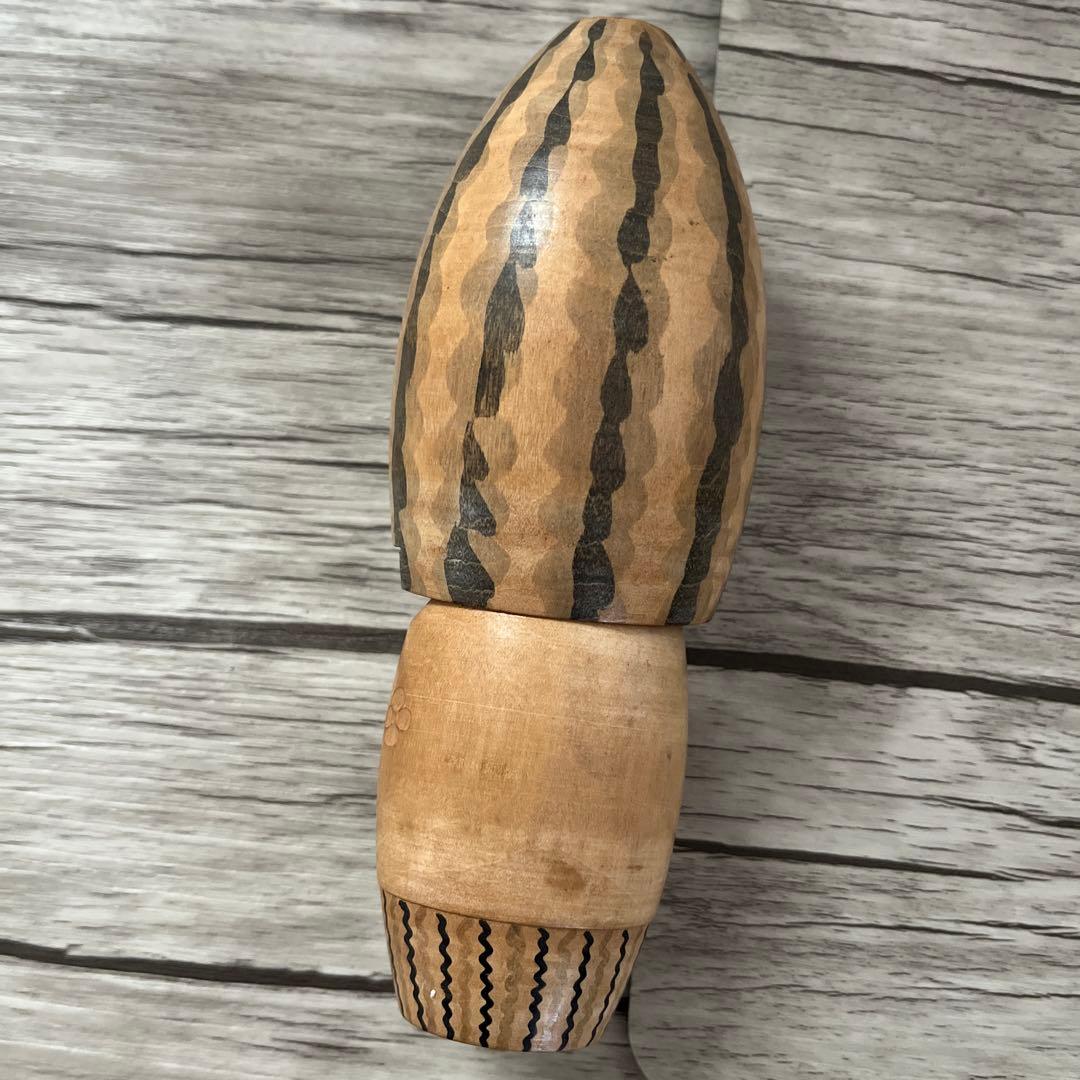 波模様の木製こけし 約16.5cm