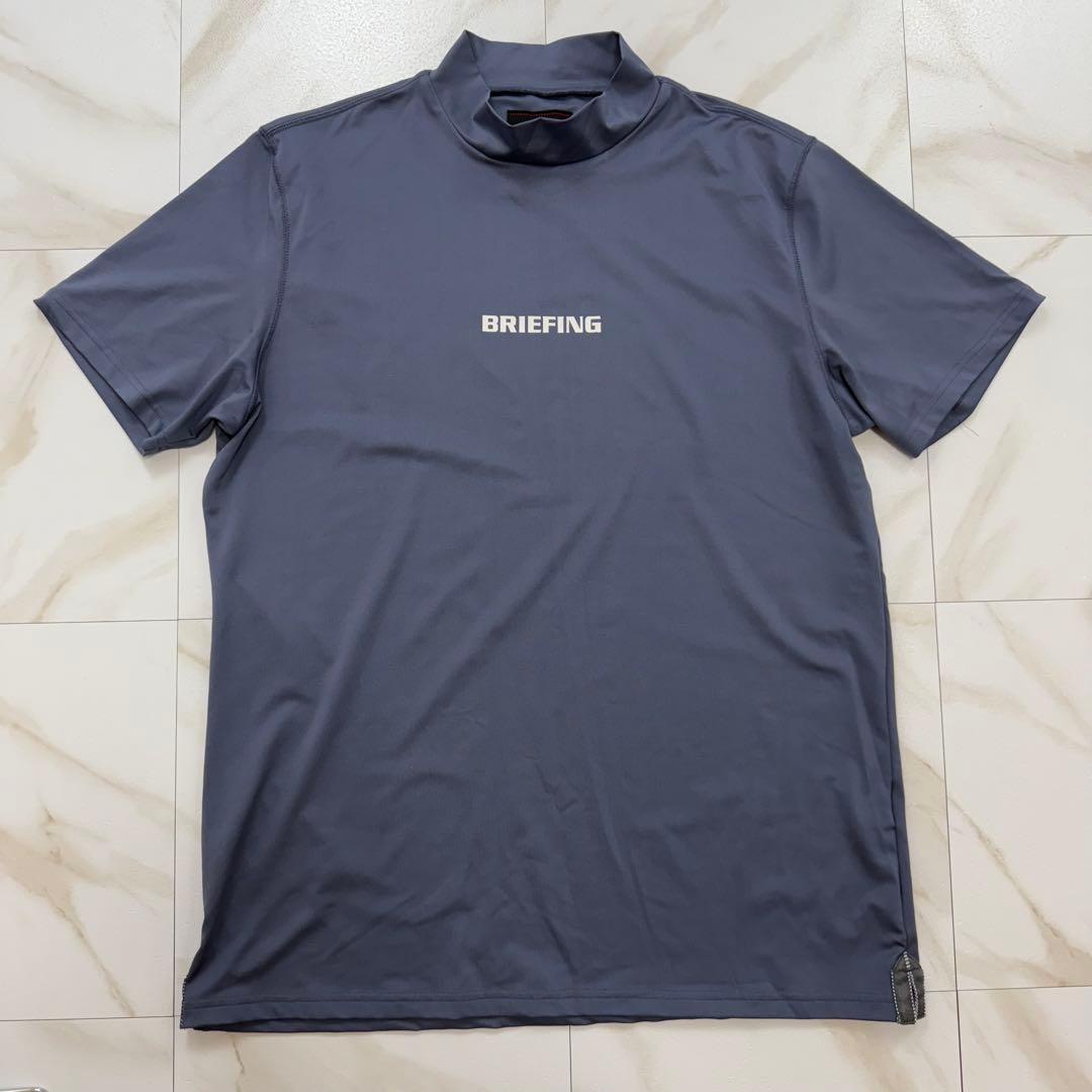 美品✨️BRIEFING モックネック シャツ 半袖 バックロゴ メンズ XL