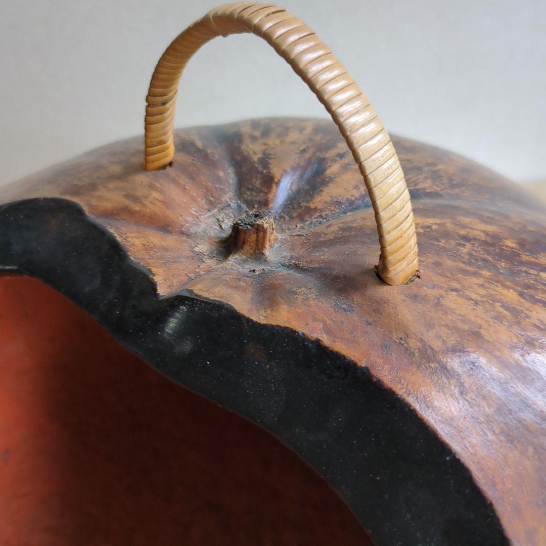 骨董 瓢炭斗 ふくべ細工 炭入れ 炭斗 木製 茶道具茶道 お点前 炭