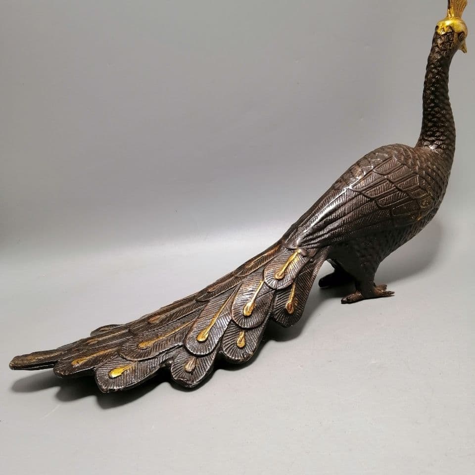 銅器 孔雀 装飾品 工芸品 置物