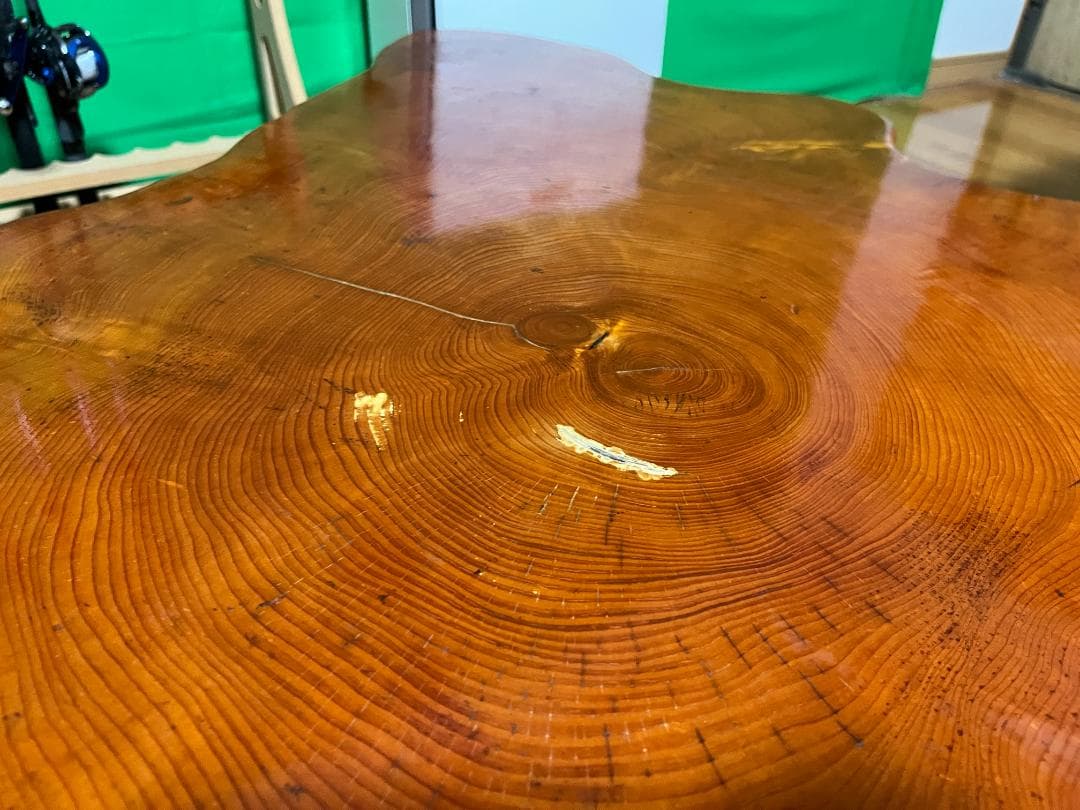 【天然木 一枚板】欅 ケヤキ テーブル 光沢仕上げ 140×70cm 60kg