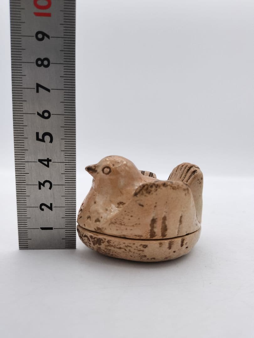 c390香合 福良雀 不志名焼 ８代土屋雲善 木箱 茶道具　古物