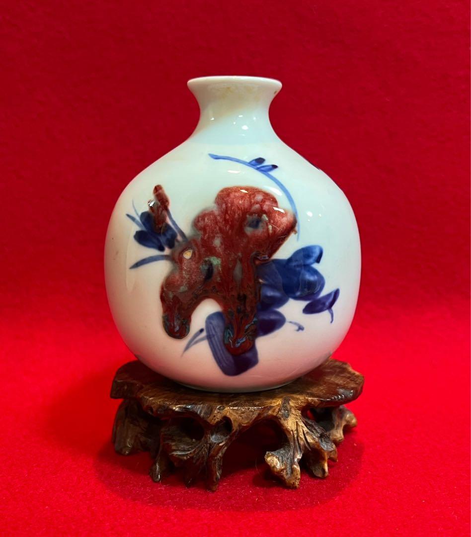 中国美術 古玩 景徳鎮 青花釉裹紅 花瓶 花入 花器 コレクション