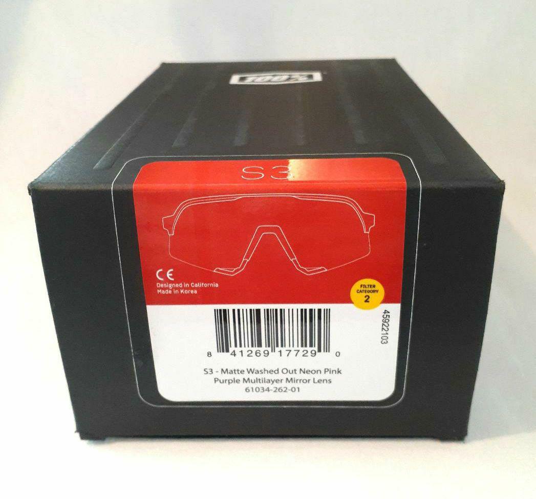 ほり 100% S3 ネオンピンク パープルミラーレンズ ワンハンドレッド