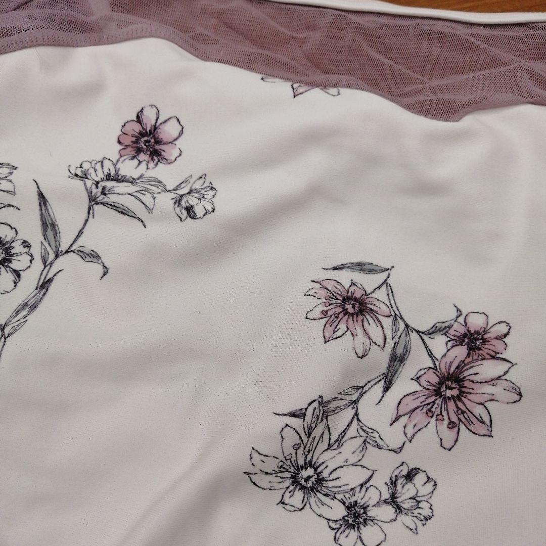 未使用新品チャコットプリンセスカットフレンチスリーブレオタードM白ピンクコスモス