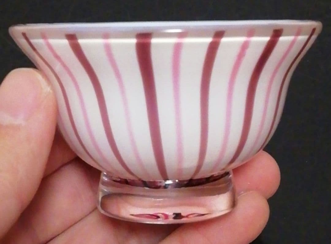 由水常雄作　ガラス　ファンシード　ベニス　ぐい呑　共箱　酒器