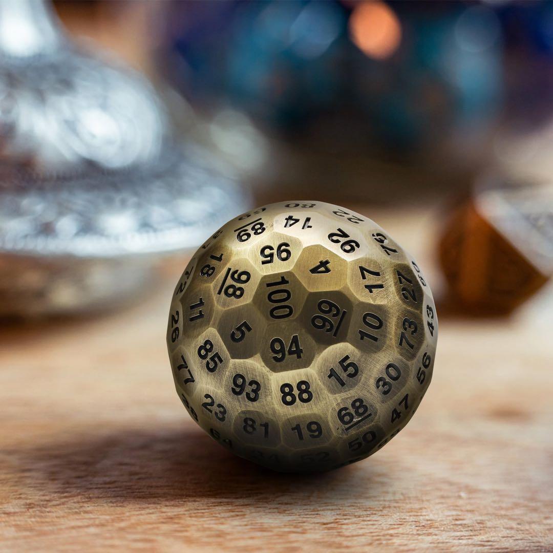 ❣️ 100面メタルダイス ロールプレイングサイコロ 1.97インチ 金色