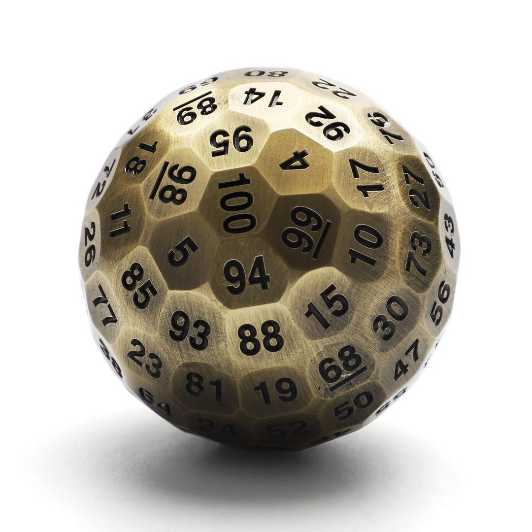 ❣️ 100面メタルダイス ロールプレイングサイコロ 1.97インチ 金色