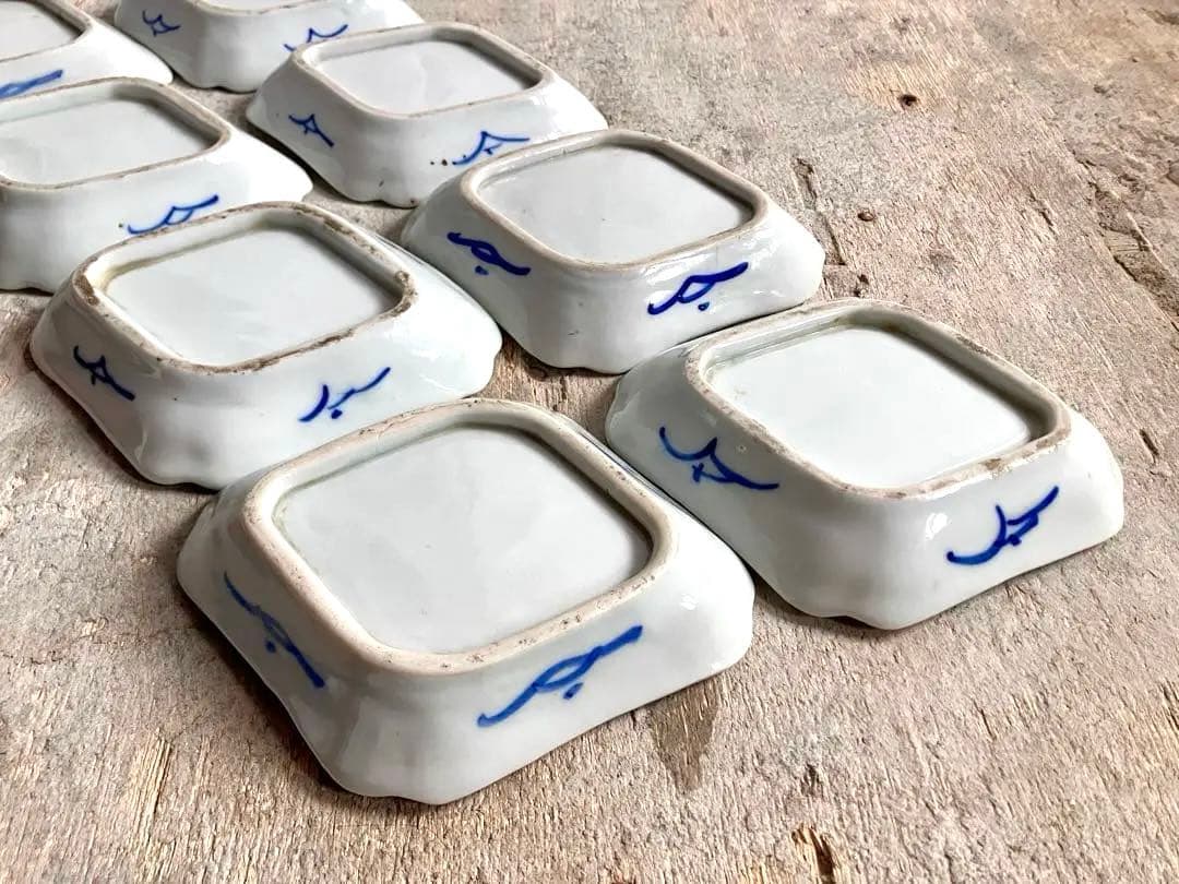 ✅骨董✅アンティーク/菱形皿絵付け/８客セット