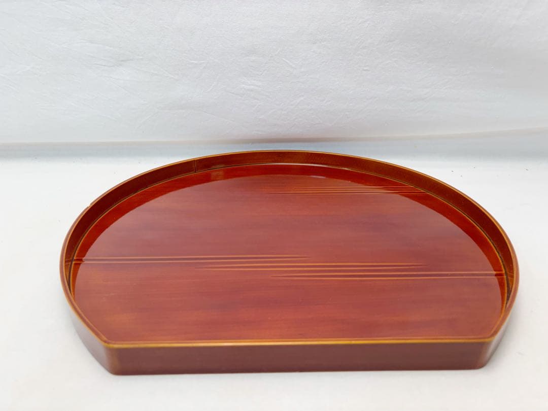 ほぼ未使用 懐石道具 飛騨春慶塗 半月会席膳 5客揃 平膳 天然木製 共箱